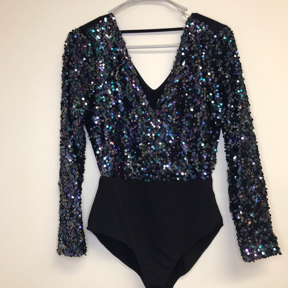 Sparkle Body Suit Charolette Russe Size Medium